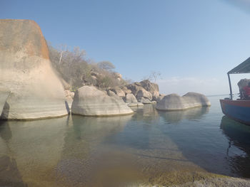 View of sea waves splashing on rocks