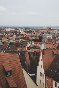 High angle view of townscape against sky