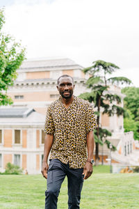 Afro american stylish man in european city