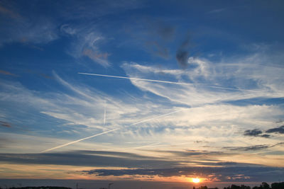 Low angle view of vapor trail in sky