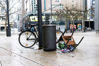 Bicycle parked on footpath in city