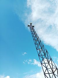 Low angle view of crane against sky