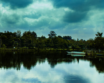 Scenic view of lake against sky