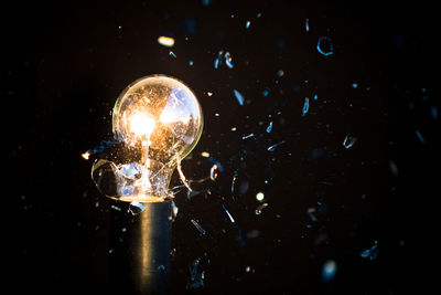 Close-up of light bulb exploding