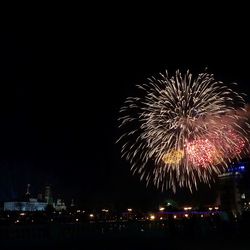 Firework display at night