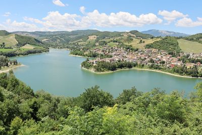 Scenic view of lake against sky