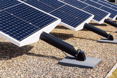 High angle view of solar panels