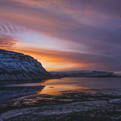 Scenic view of sea against sky during sunset