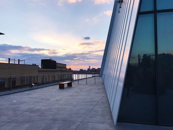 View of buildings against cloudy sky during sunset