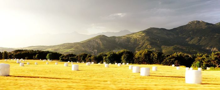 Scenic view of mountains against sky