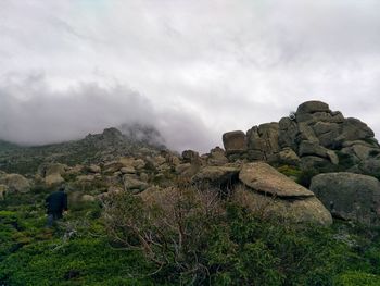 Scenic view of rocky mountains against sky