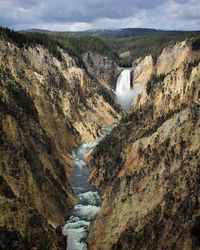 High angle view of river passing through a valley