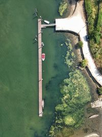 High angle view of pier over river