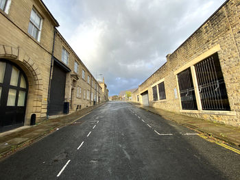 Top end of, burnett street, with victorian buildings in, little germany, bradford, uk