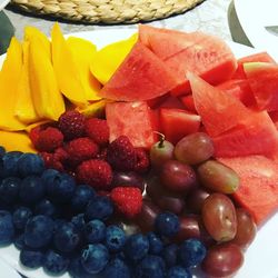 Close-up of grapes in plate