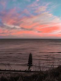 Scenic view of sea against sky at sunset