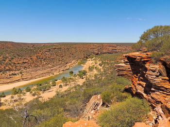 Scenic view of desert against clear sky