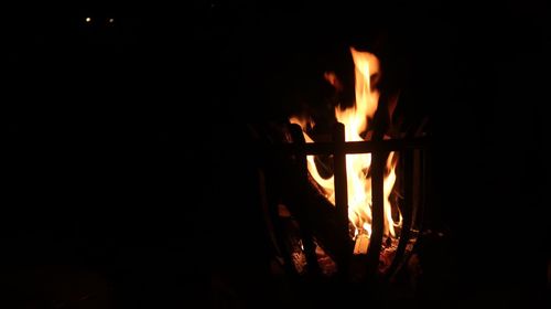 Close-up of bonfire at night