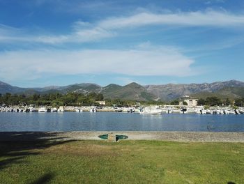 Scenic view of lake against sky