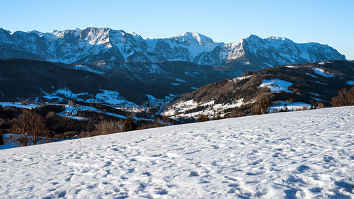 Snow covered mountain against sky