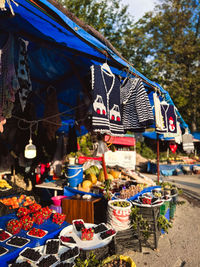 Low section of woman standing in market