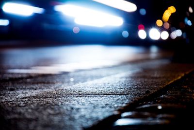 Surface level of road at night