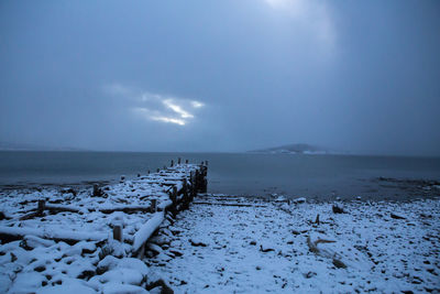 Scenic view of frozen sea against sky