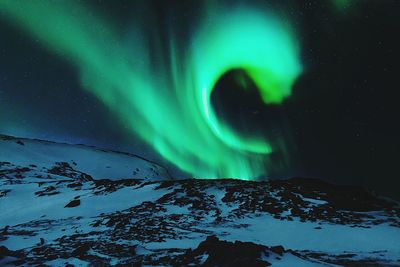 Aurora borealis in winter at night