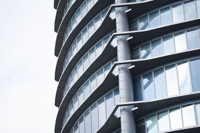 Low angle view of modern building against clear sky