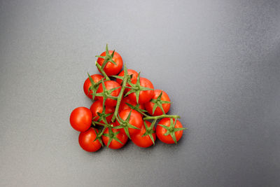 High angle view of tomatoes on table