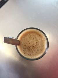 High angle view of coffee on table