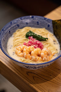 Close-up of food in plate on table