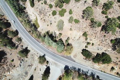 High angle view of highway seen through car windshield