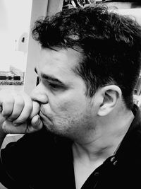 Close-up of young man smoking