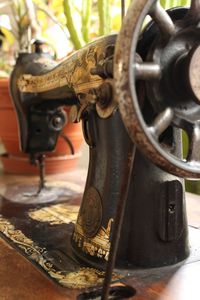 Close-up of sewing machine
