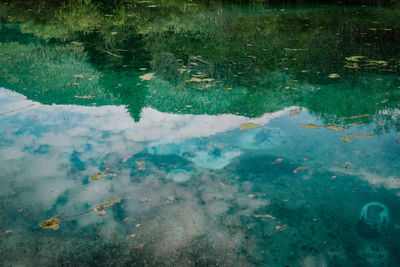 High angle view of water surface level of lake