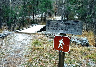 Information sign in forest
