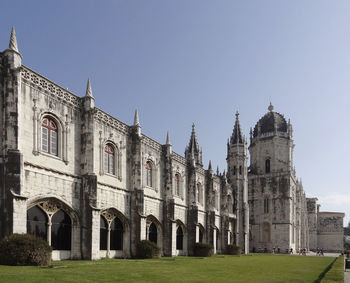 Low angle view of historical building against clear sky