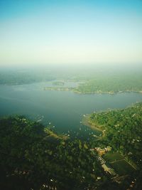 Aerial view of river and landscape against sky