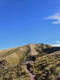 Scenic view of landscape against blue sky