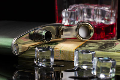 Close-up of glass jar on table