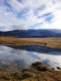 Scenic view of lake against sky