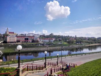 View of river against cloudy sky