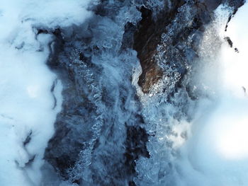 Close up of frozen water