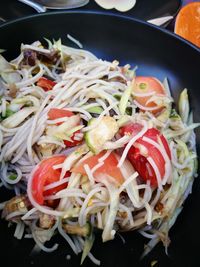 Close-up of noodles in plate