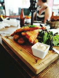 Close-up of served food in plate