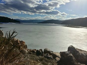 Scenic view of lake against sky