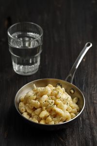 Mac and cheese, american style macaroni pasta with cheesy creamy sauce 