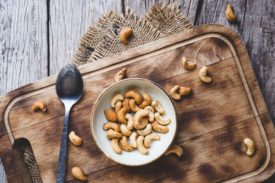 High angle view of food in bowl