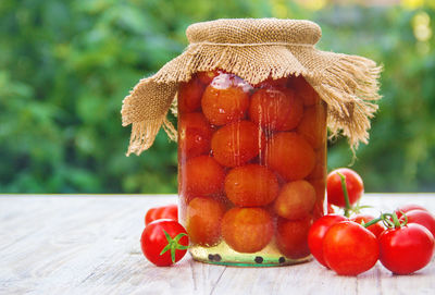 Close-up of fruits on table